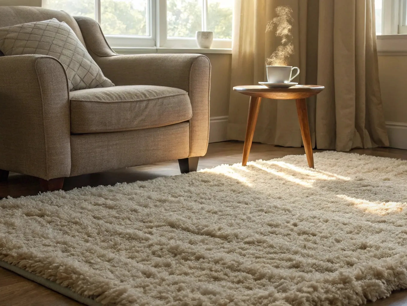 Non-slip rug pad on carpet.