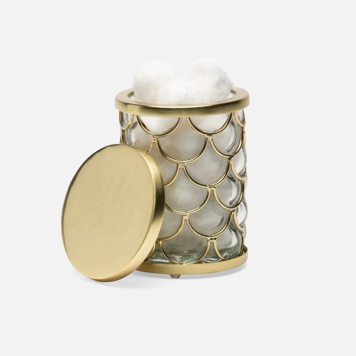 Pigeon and Poodle PP004458 Gila Bath Canister (Small) in Clear Glass/Brushed Gold Brass