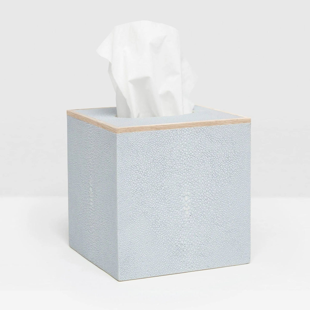 Pigeon and Poodle PP000945 Manchester Tissue Box in Cloud Gray Realistic Faux Shagreen