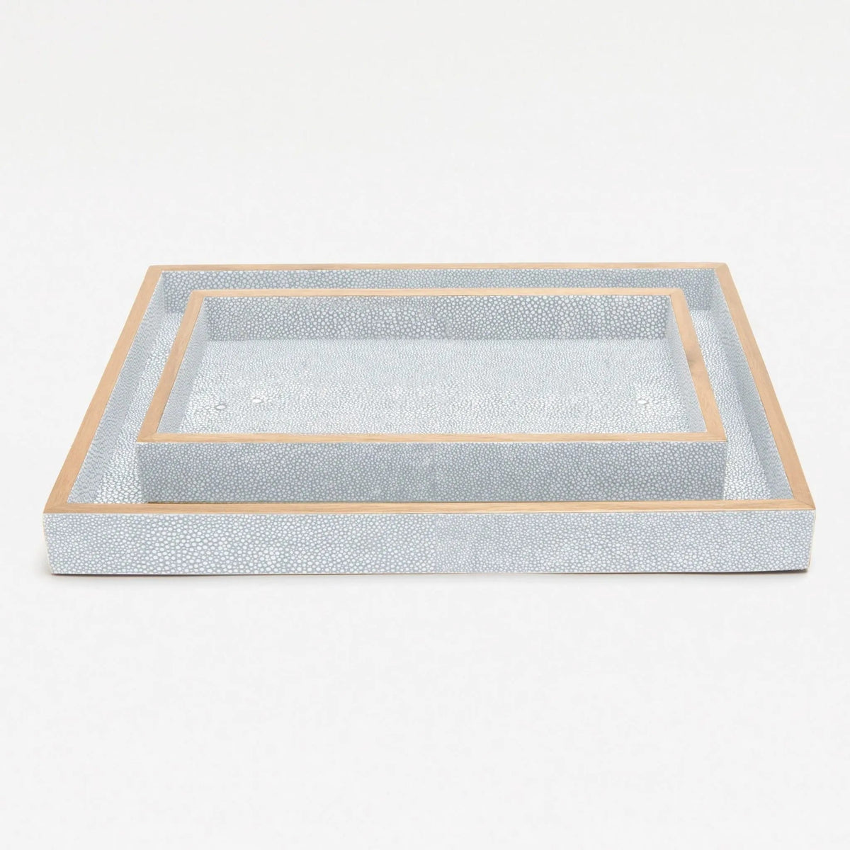 Pigeon and Poodle PP000946 Manchester Tray Set (10"L x 6"W x 1.5"H, 12.5"L x 9.5"W x 1.5"H) in Cloud Gray Realistic Faux Shagreen