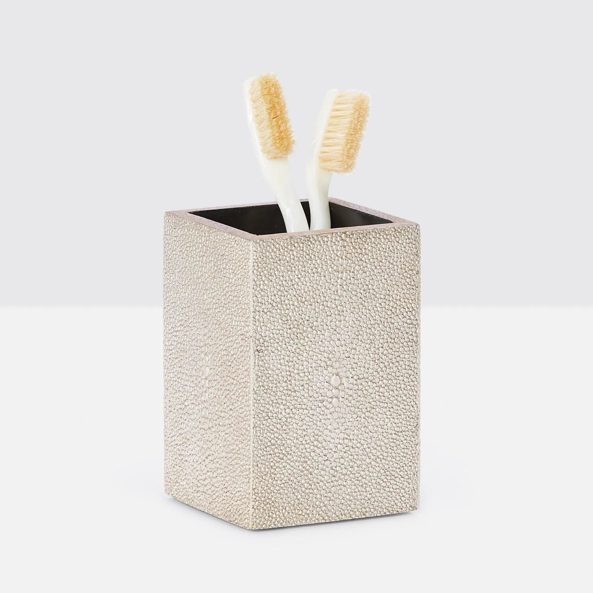 Pigeon and Poodle PP000952 Manchester Brush Holder in Cool Gray Realistic Faux Shagreen