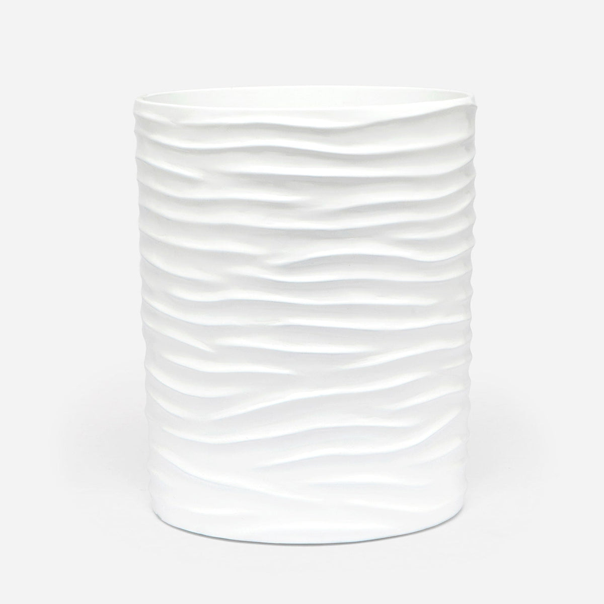 Pigeon and Poodle PP001414 Solin Wastebasket in White Lacquer Resin