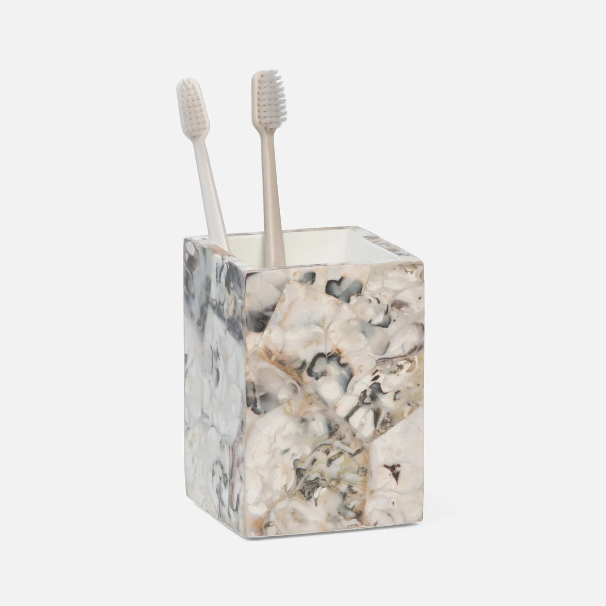Pigeon and Poodle PP001499 Tramore Brush Holder in Natural Laminated Oyster