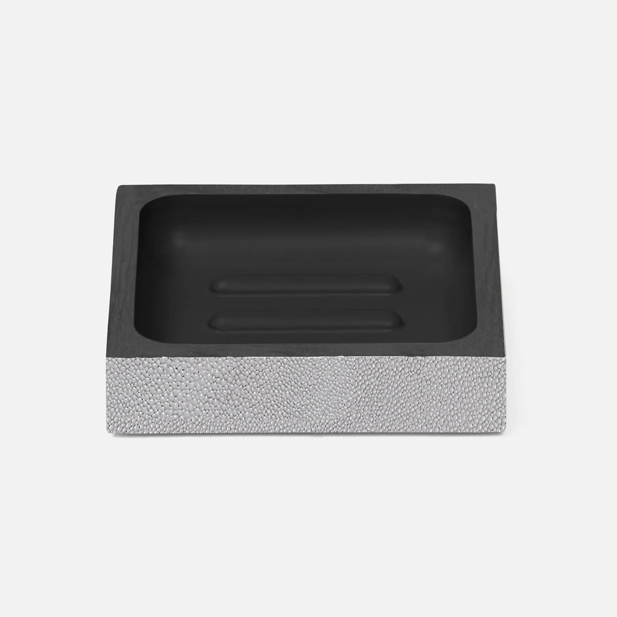 Pigeon and Poodle PP000927 Manchester Soap Dish (Square) in Ash Gray Realistic Faux Shagreen