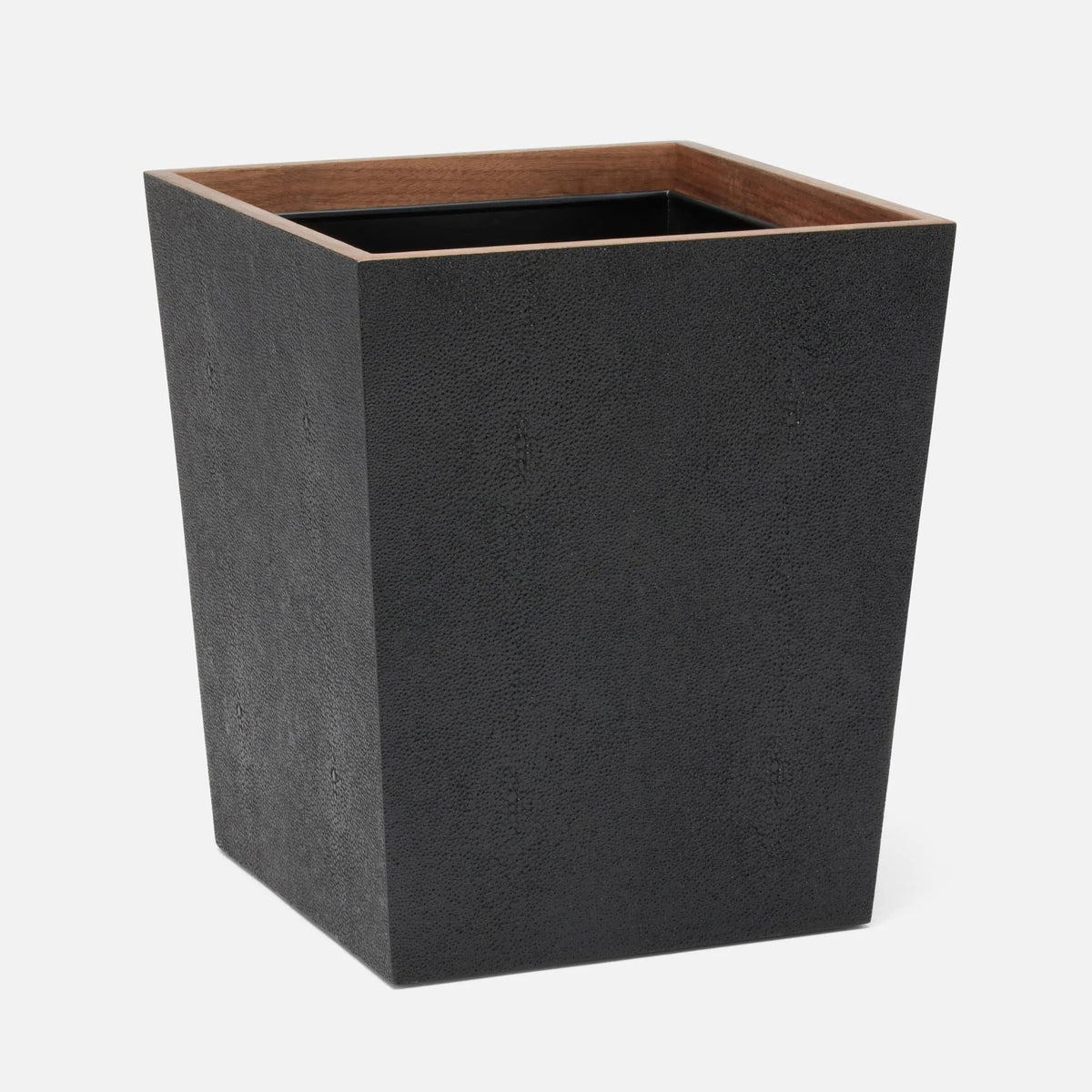 Pigeon and Poodle PP005223 Manchester Wastebasket (Square) in Black Realistic Faux Shagreen