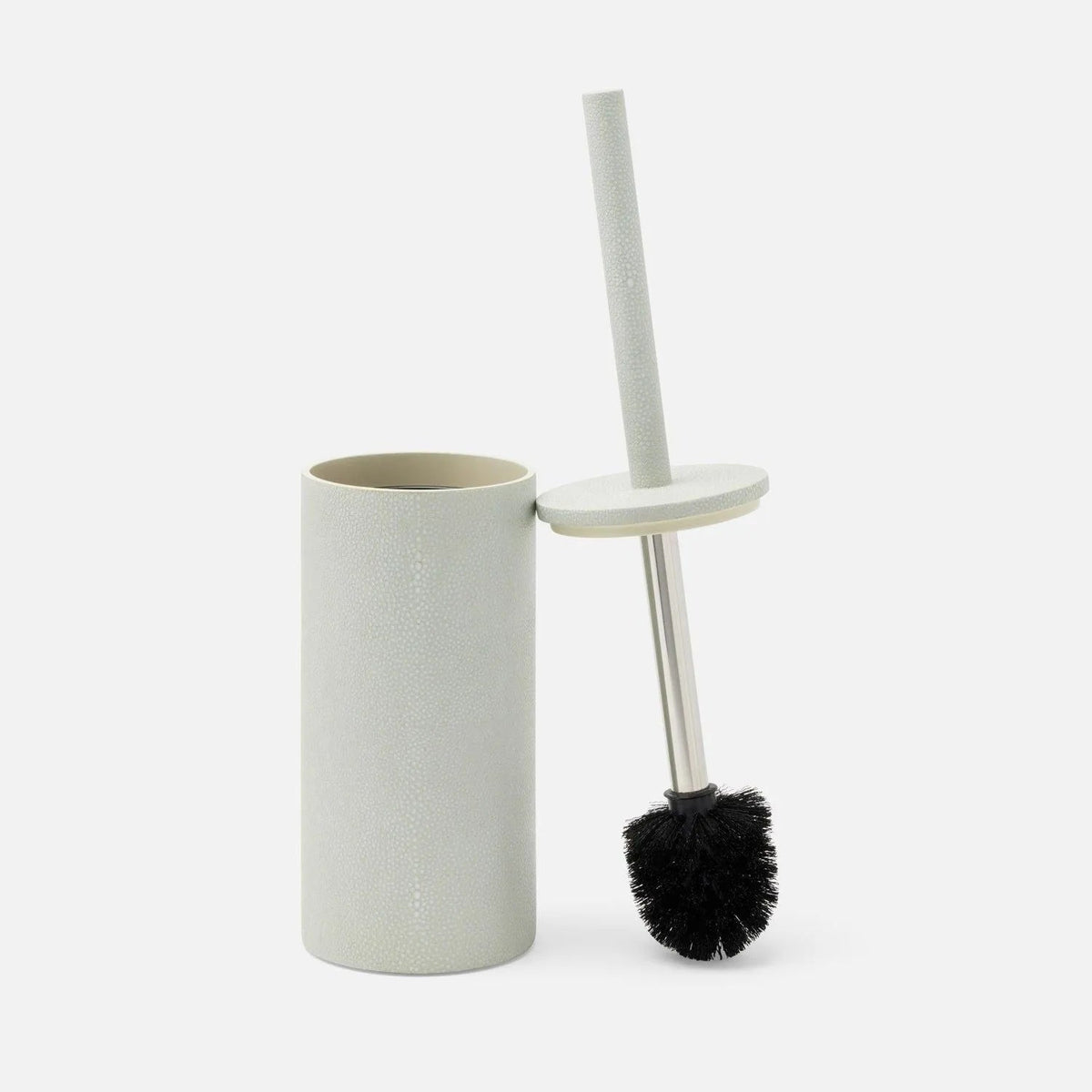 Pigeon and Poodle PP007131 Manchester Toilet Brush Holder in Cloud Gray Realistic Faux Shagreen