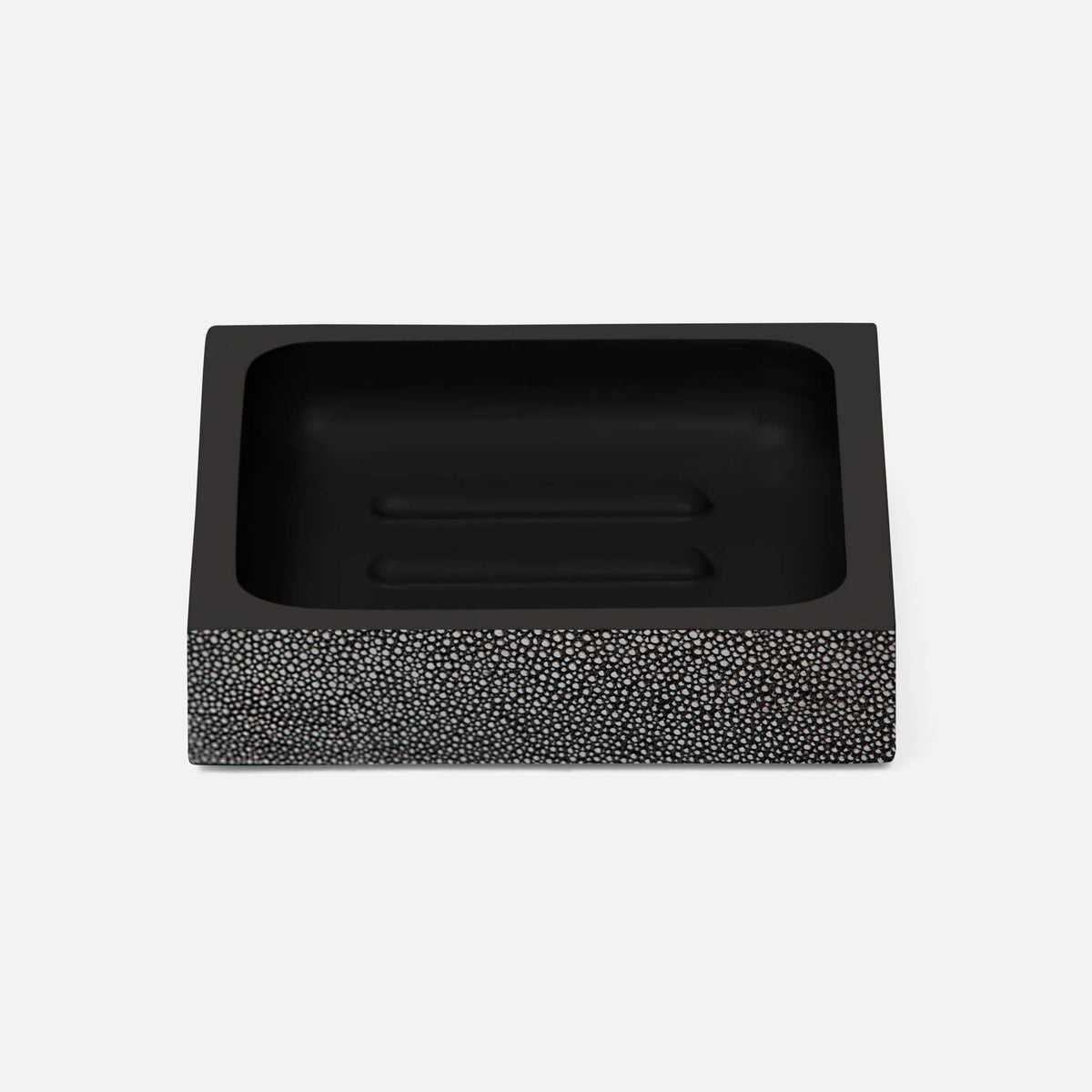 Pigeon and Poodle PP000956 Manchester Soap Dish (Rectangular) in Cool Gray Realistic Faux Shagreen