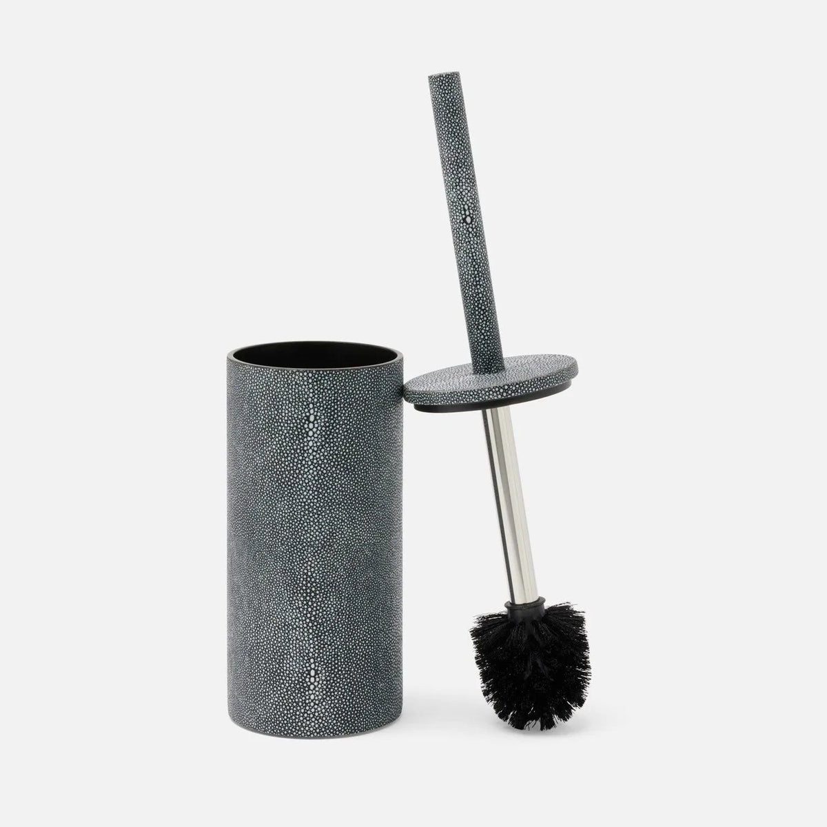 Pigeon and Poodle PP007123 Manchester Toilet Brush Holder in Cool Gray Realistic Faux Shagreen