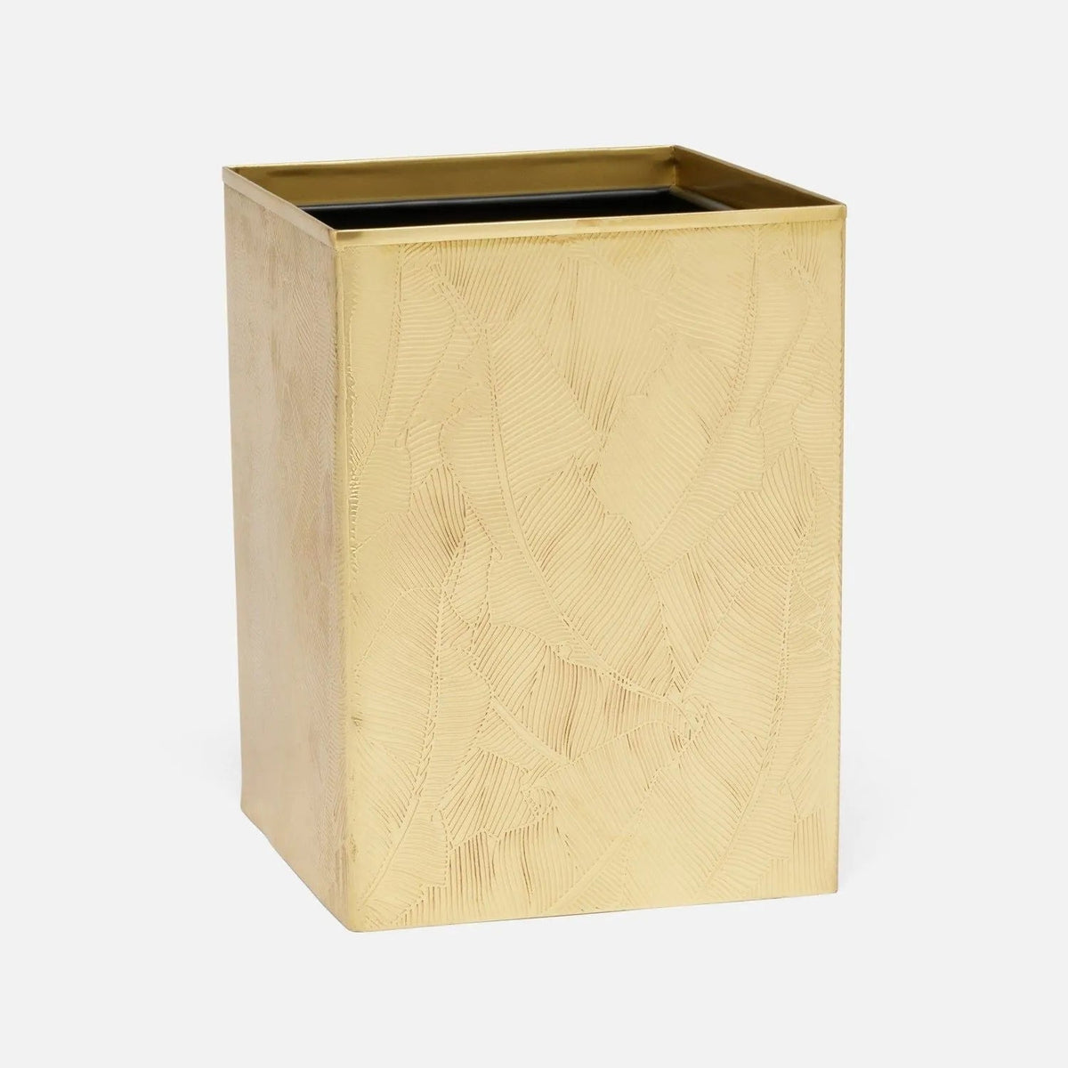 Pigeon and Poodle PP007065 Mancora Wastebasket (Square) in Shiny Brass Etched Brass