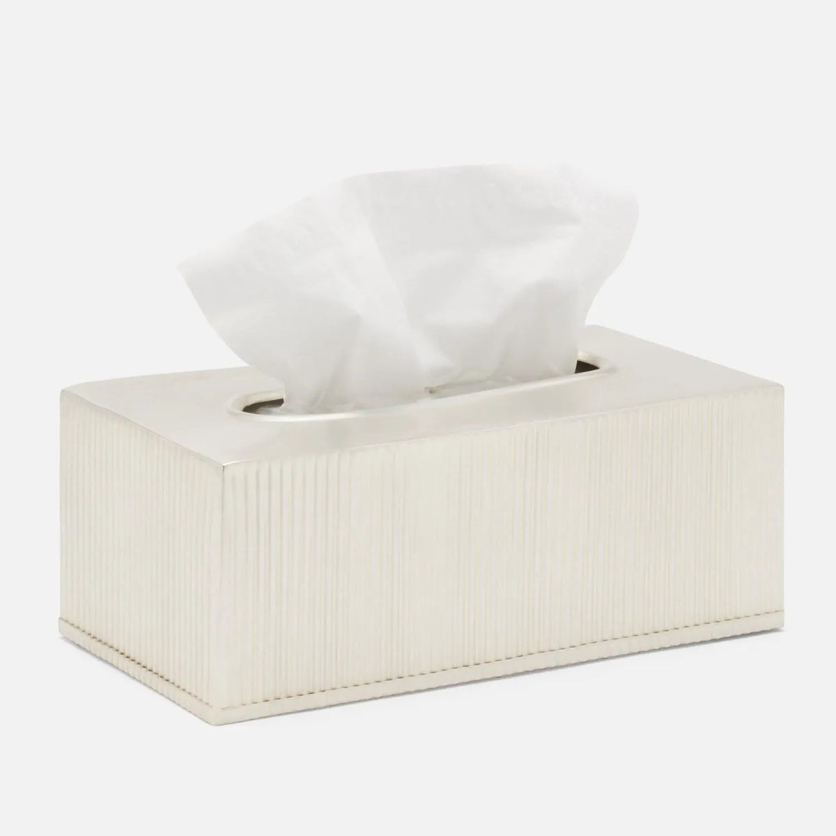 Pigeon and Poodle PP006028 Redon Rectangular Tissue Box in Matte Silver Ribbed Metal