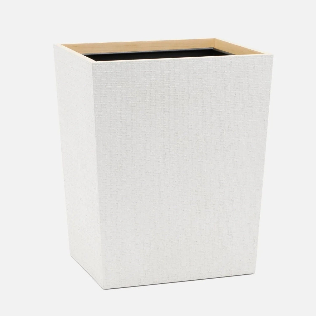 Pigeon and Poodle - PP006492 - Rosewell Wastebasket - Rosewell - Shiny White Realistic Faux Rattan/Sycamore Wood Veneer