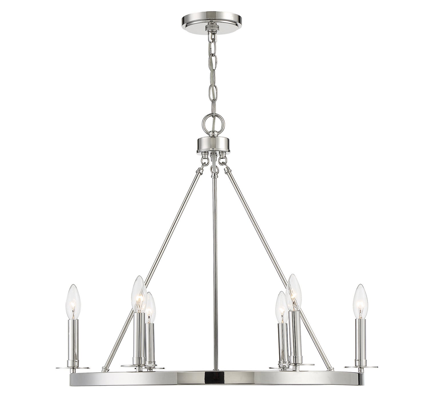 Meridian M10093PN Six Light Chandelier in Polished Nickel