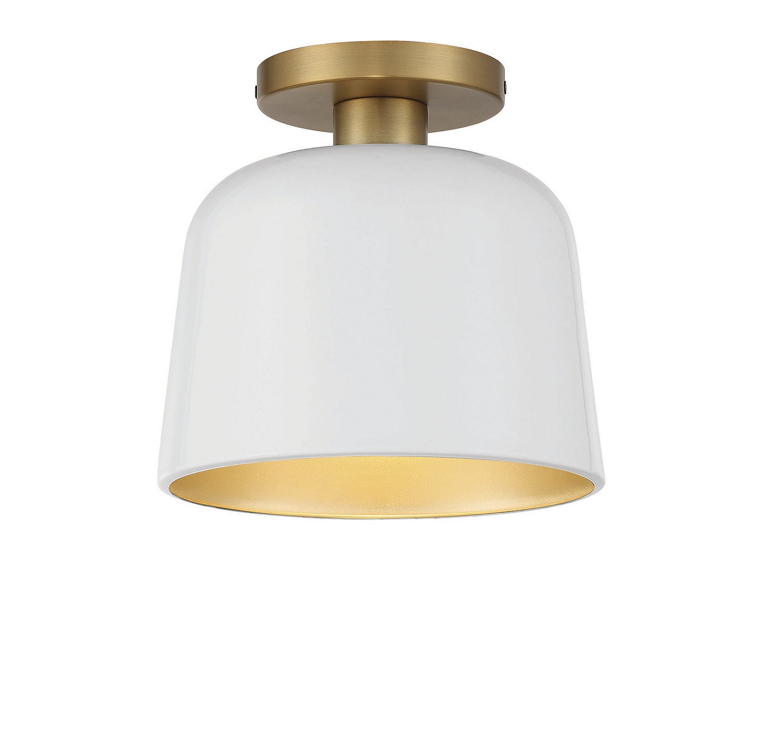 Meridian M60067WHNB One Light Flush Mount in White with Natural Brass