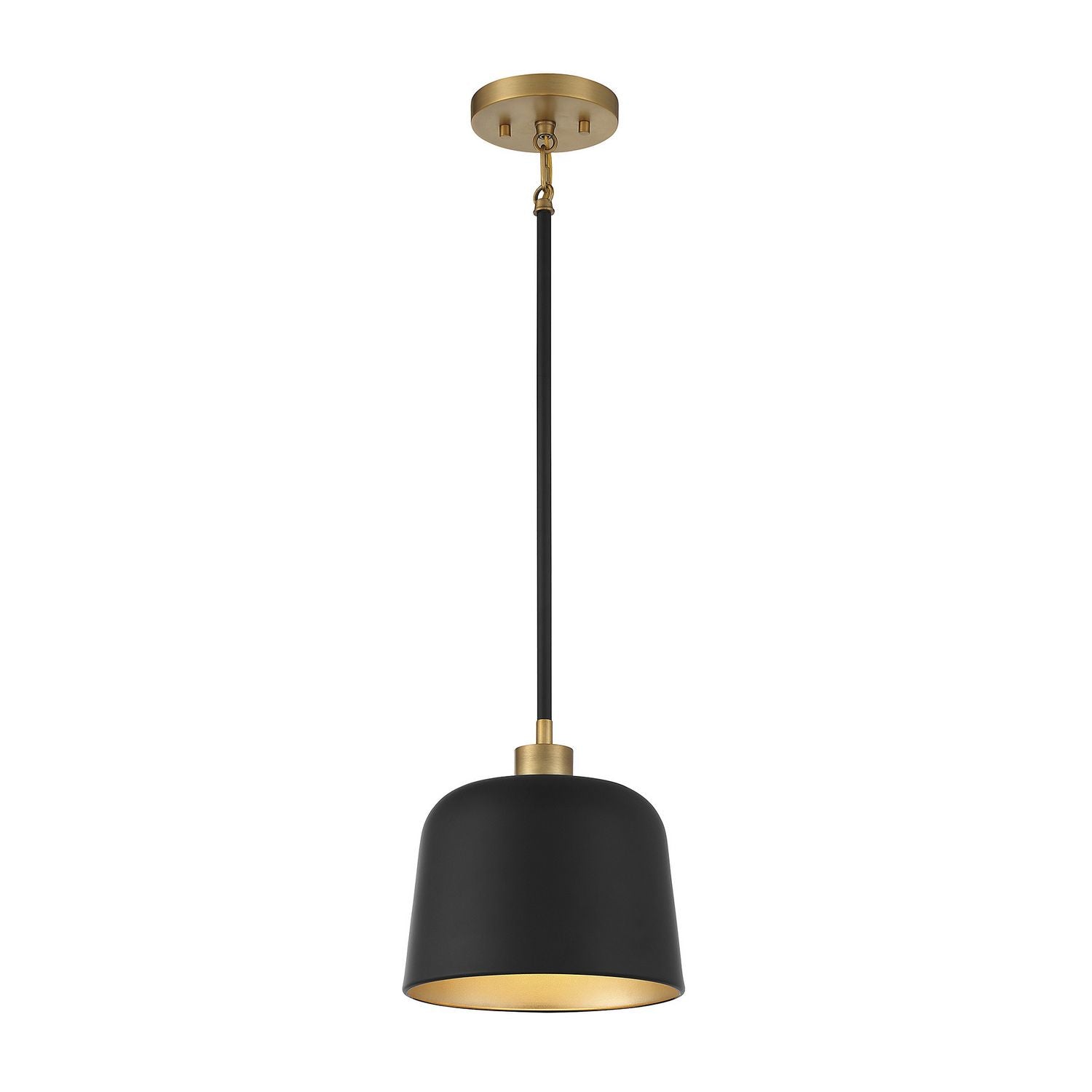 Meridian M70118MBKNB One Light Pendant in Matte Black with Natural Brass