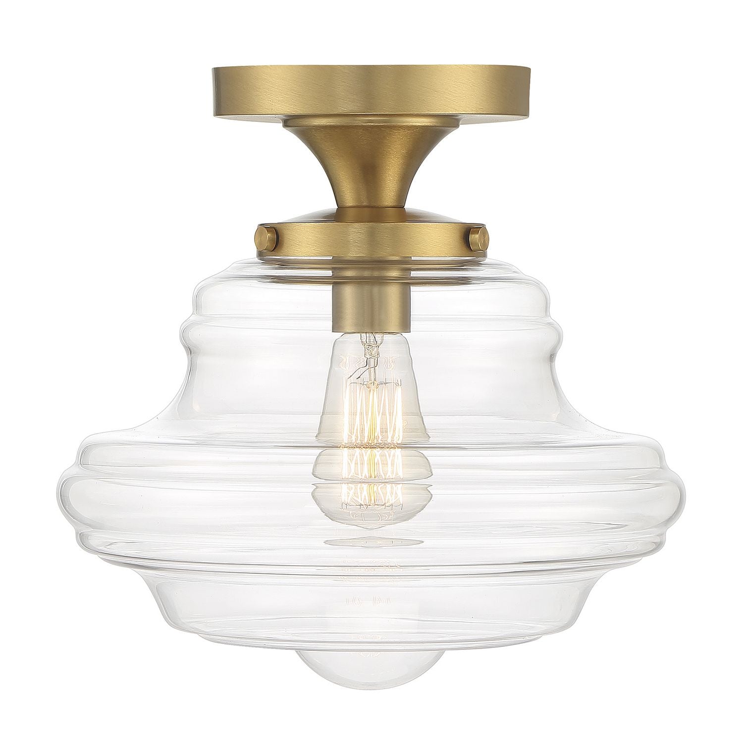 Meridian M60069NB One Light Semi-Flush Mount in Natural Brass