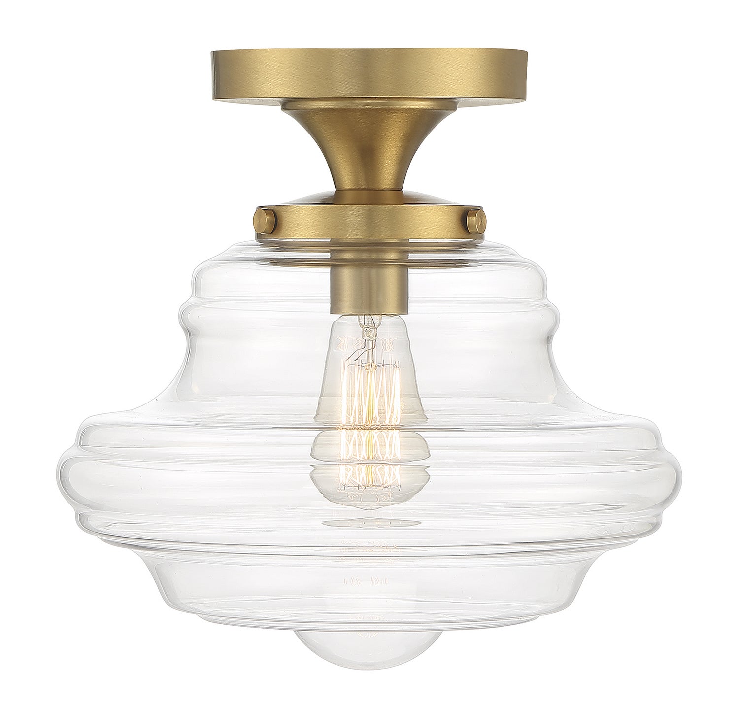 Meridian M60069NB One Light Semi-Flush Mount in Natural Brass