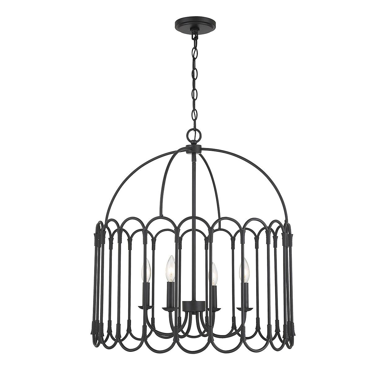 Meridian M7029MBK Four Light Pendant in Matte Black