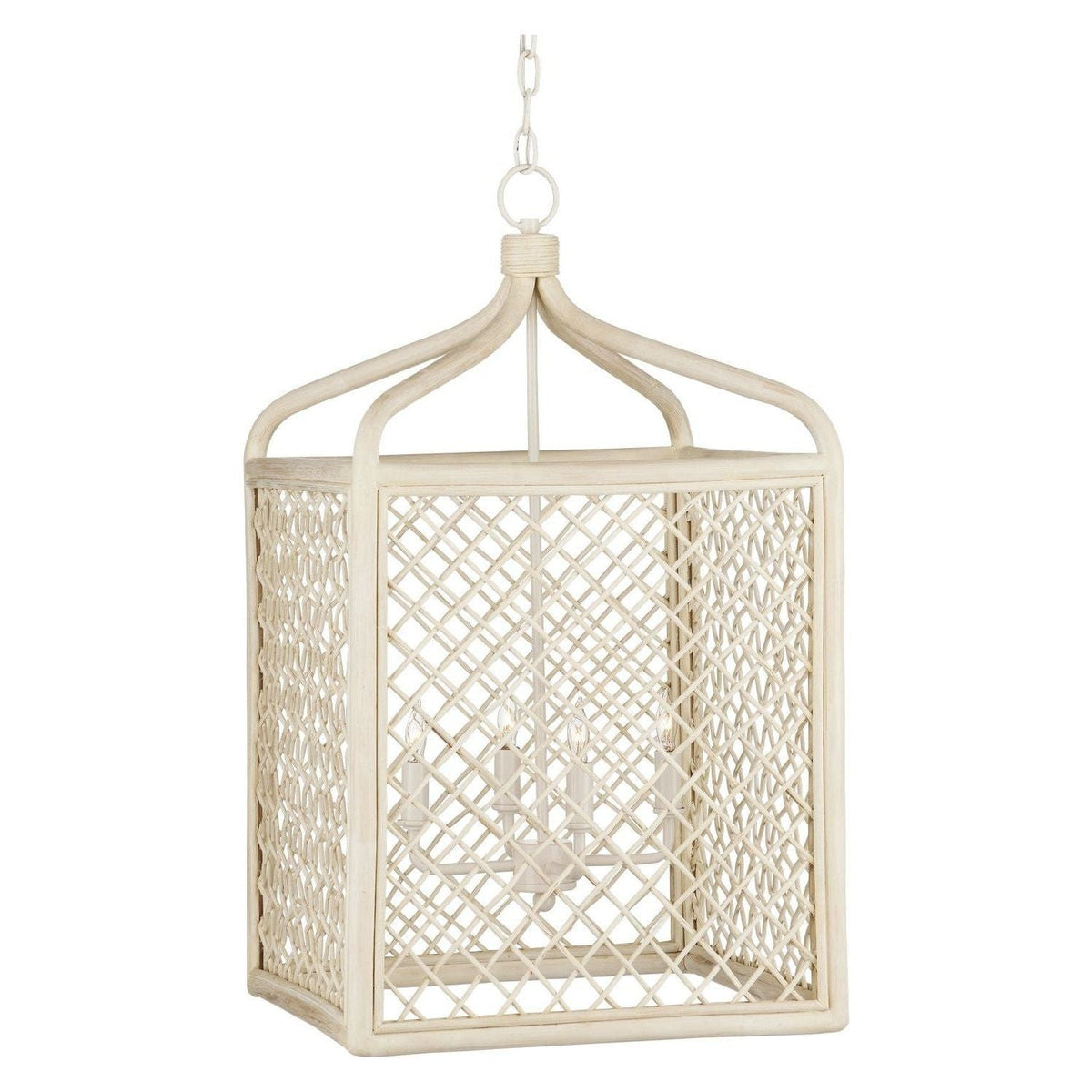 Currey and Company - 9000-0994 - Four Light Lantern - Bleached Natural/Antique Pearl