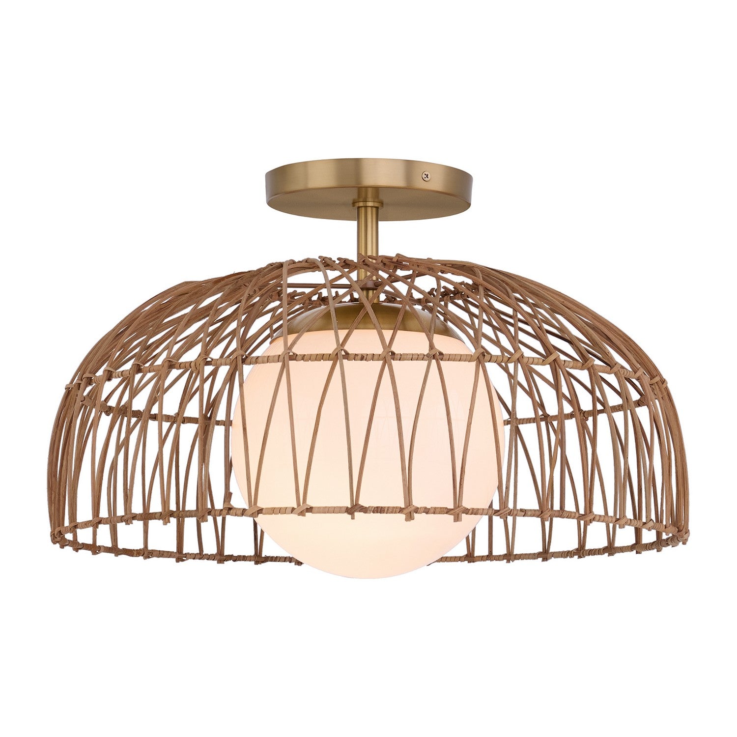 Meridian M7043NB One Light Convertible Pendant or Semi-Flush in Natural Brass