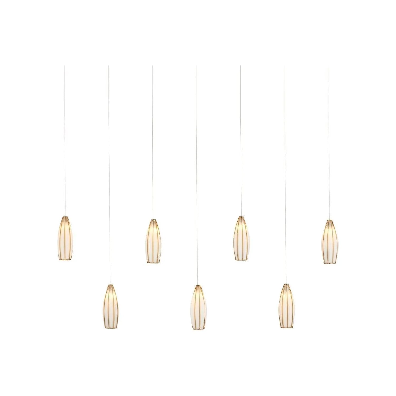 Currey and Company - 9000-1192 - Seven Light Pendant - Parish - White/Antique Brass