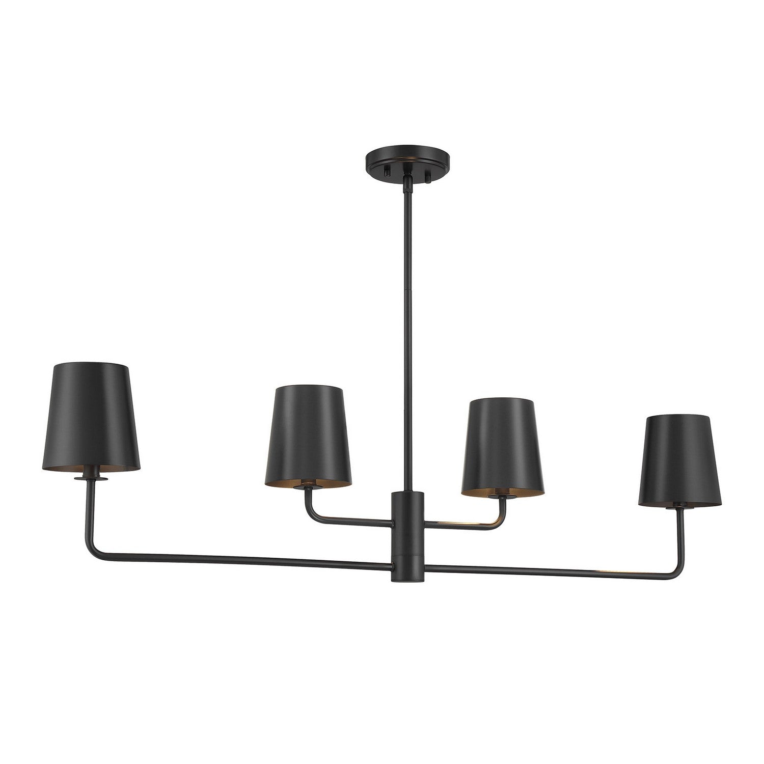 Meridian M100127MBK Four Light Linear Chandelier in Matte Black