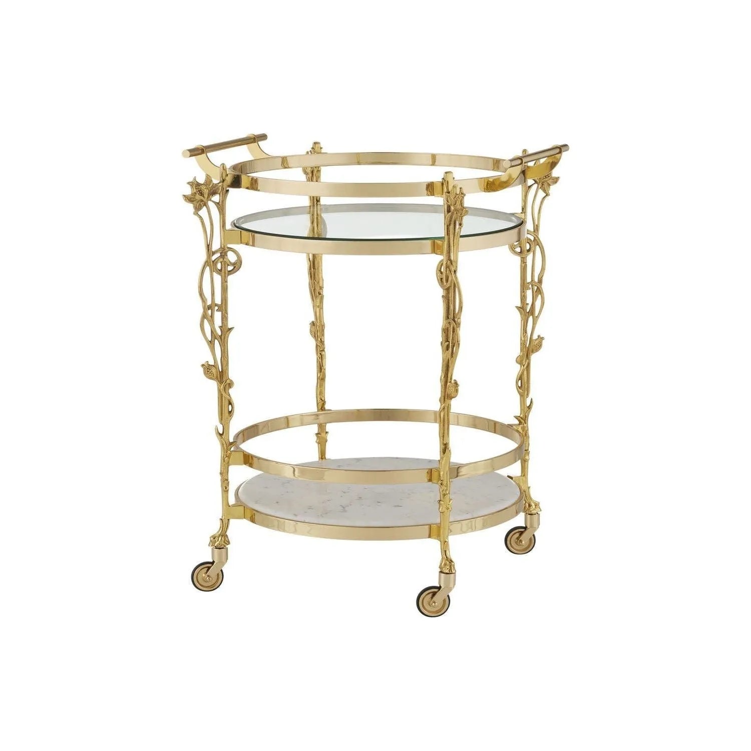 Currey and Company - 4000-0206 - Bar Cart - Fiore - Polished Brass / Clear / Natural