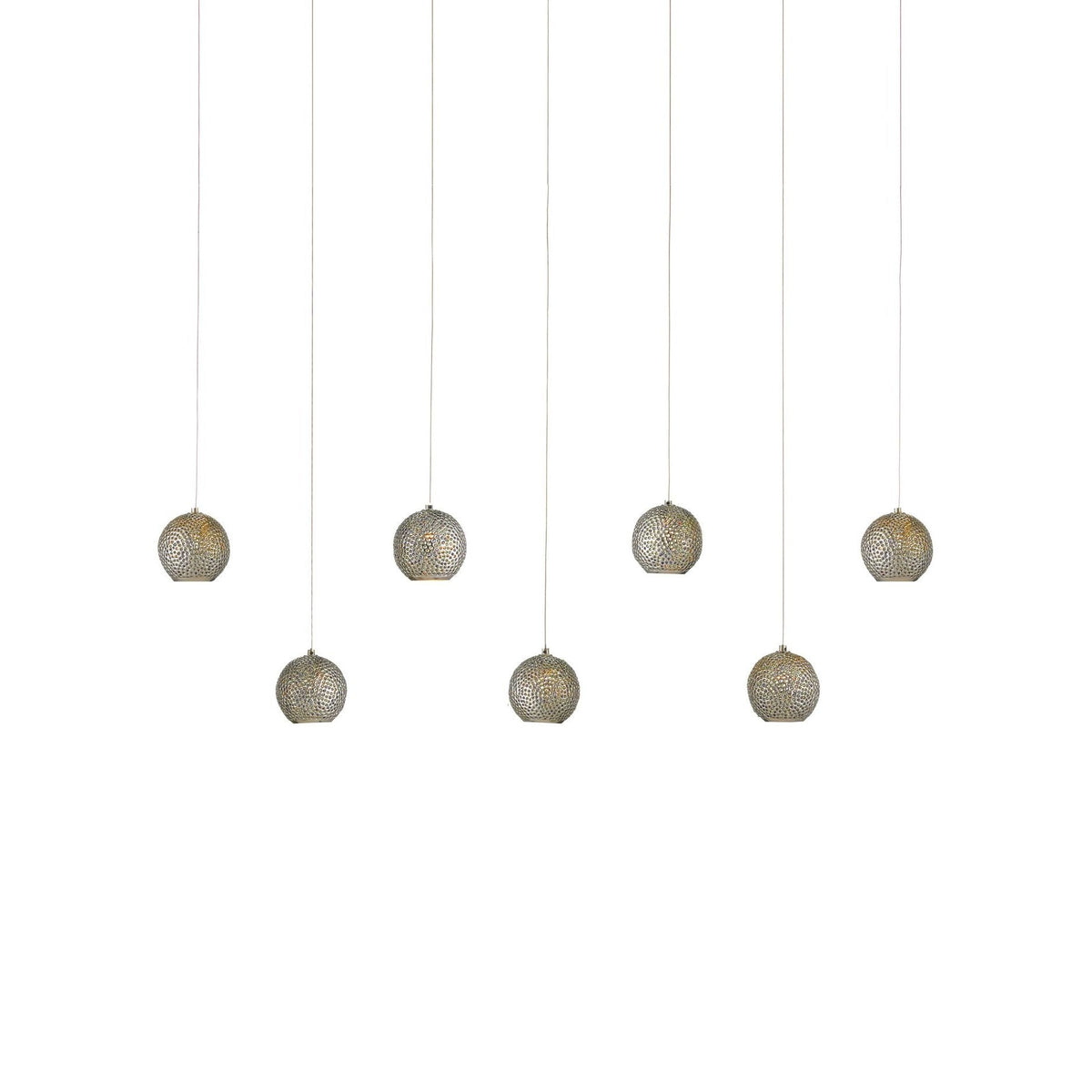 Currey and Company - 9000-1056 - Seven Light Pendant - Giro Collection - Blue/Nickel