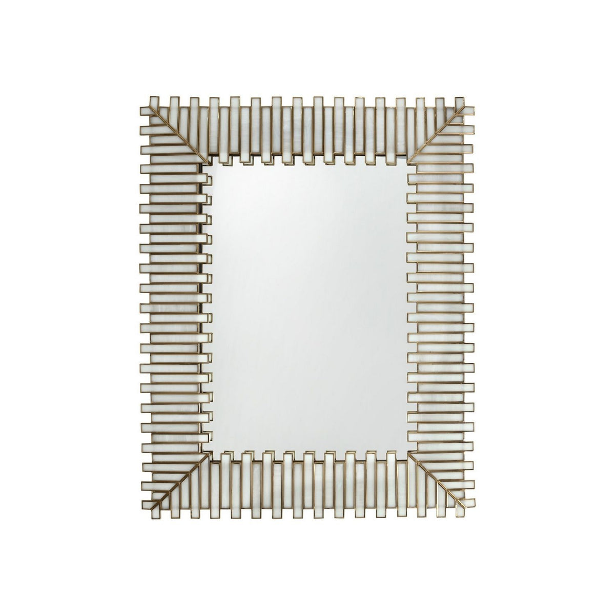 Currey and Company 1000-0171 Daze Rectangular Mirror in White/Antique Brass