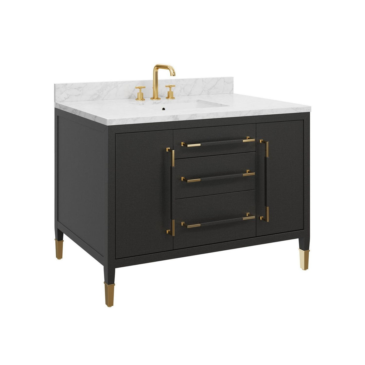 Currey and Company 3800-0020 Verona 48" Vanity with Rectangular Undermount Sink in Black/Natural/White/Champagne