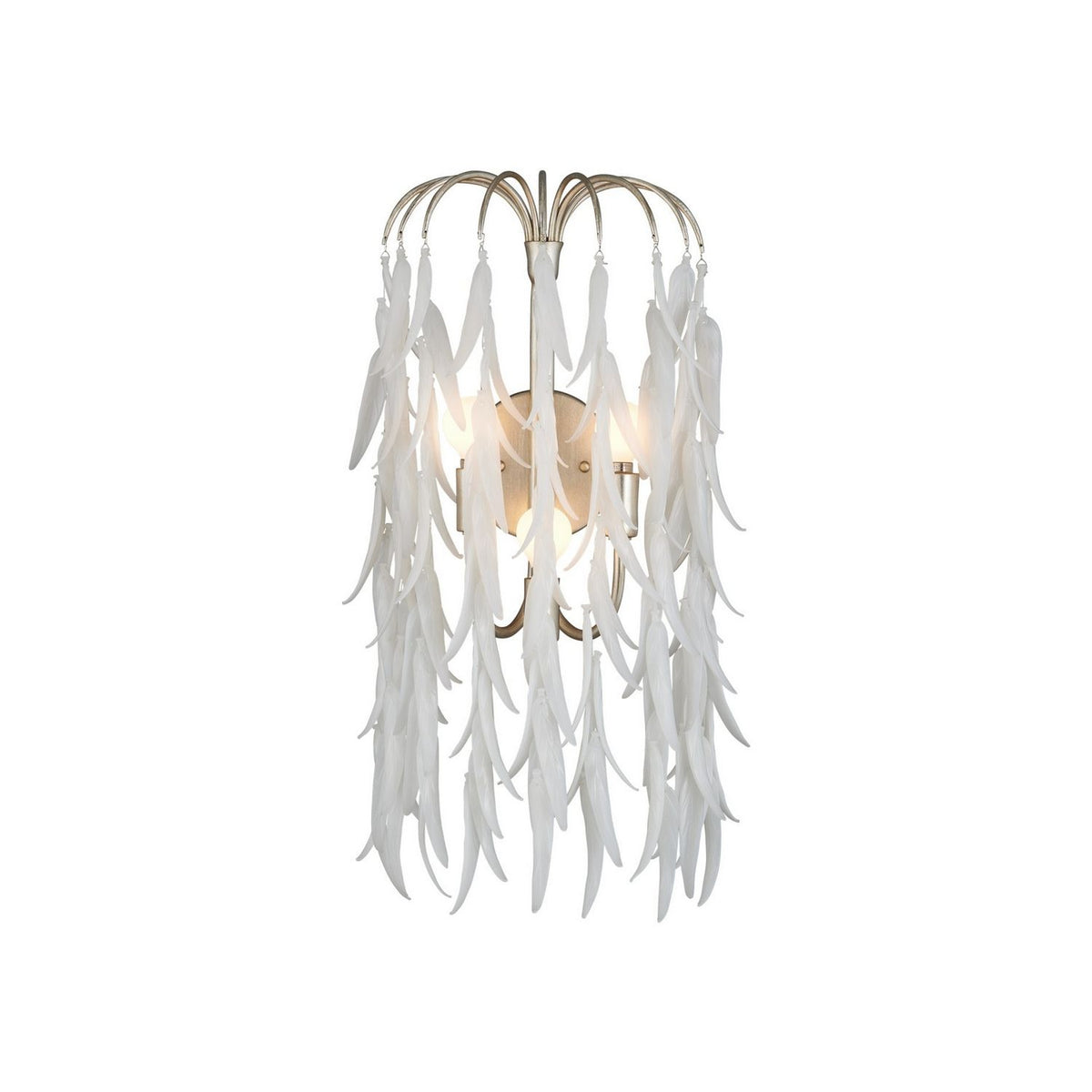 Currey and Company 5000-0286 Glen Arbor Wall Sconce in White/Contemporary Silver Leaf/Contemporary Silver