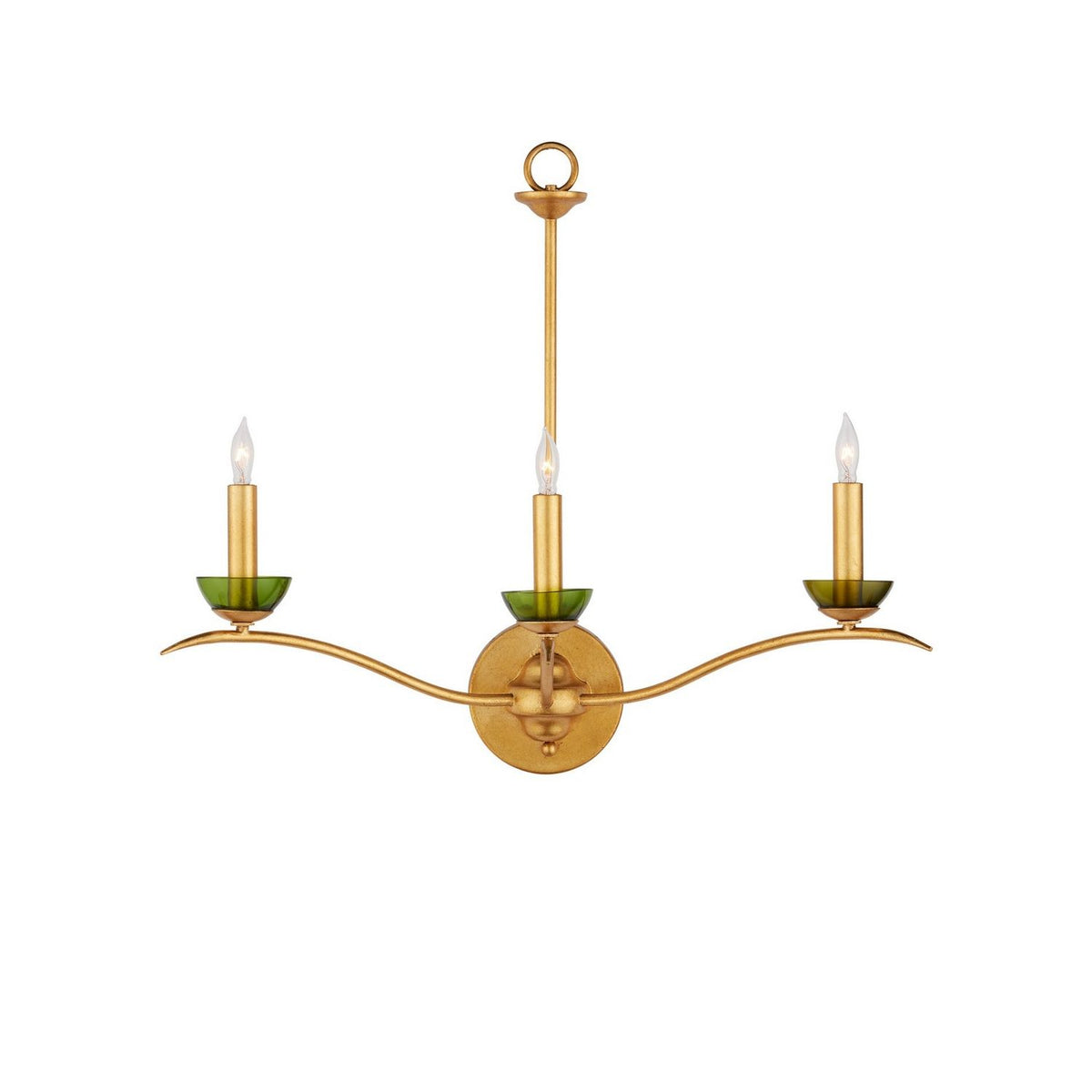 Currey and Company 5000-0288 Flannery Wall Sconce in Contemporary Gold Leaf/Green