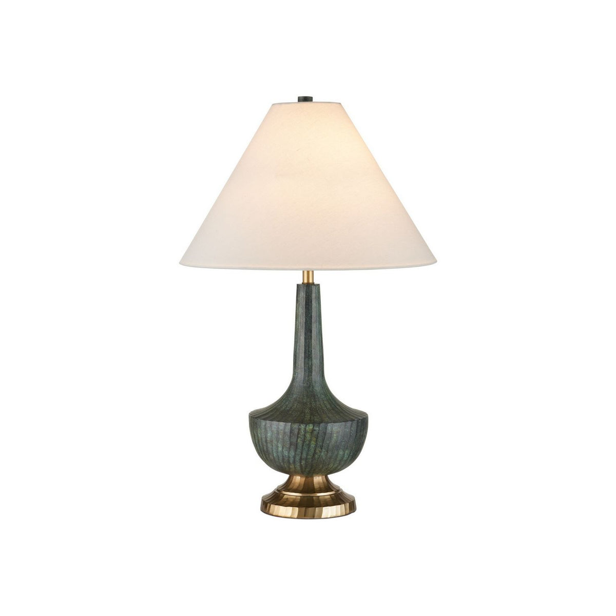Currey and Company 6000-1060 Djinn Table Lamp in Verdigris/Antique Brass