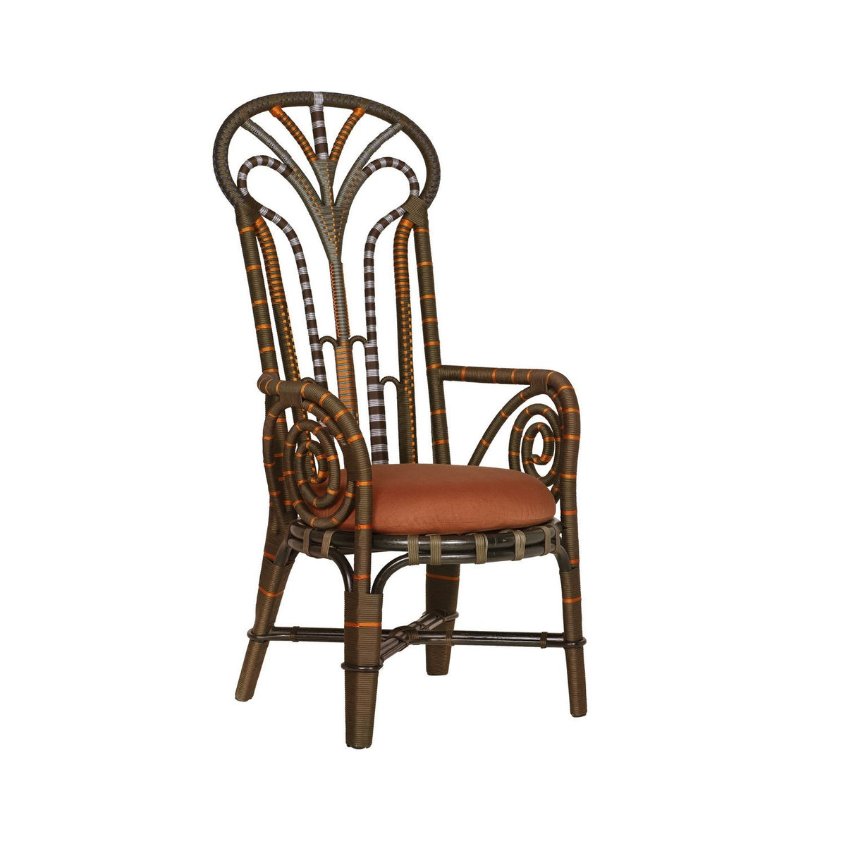 Currey and Company 7000-1062 Benin Throne Armchair in Brown/Orange