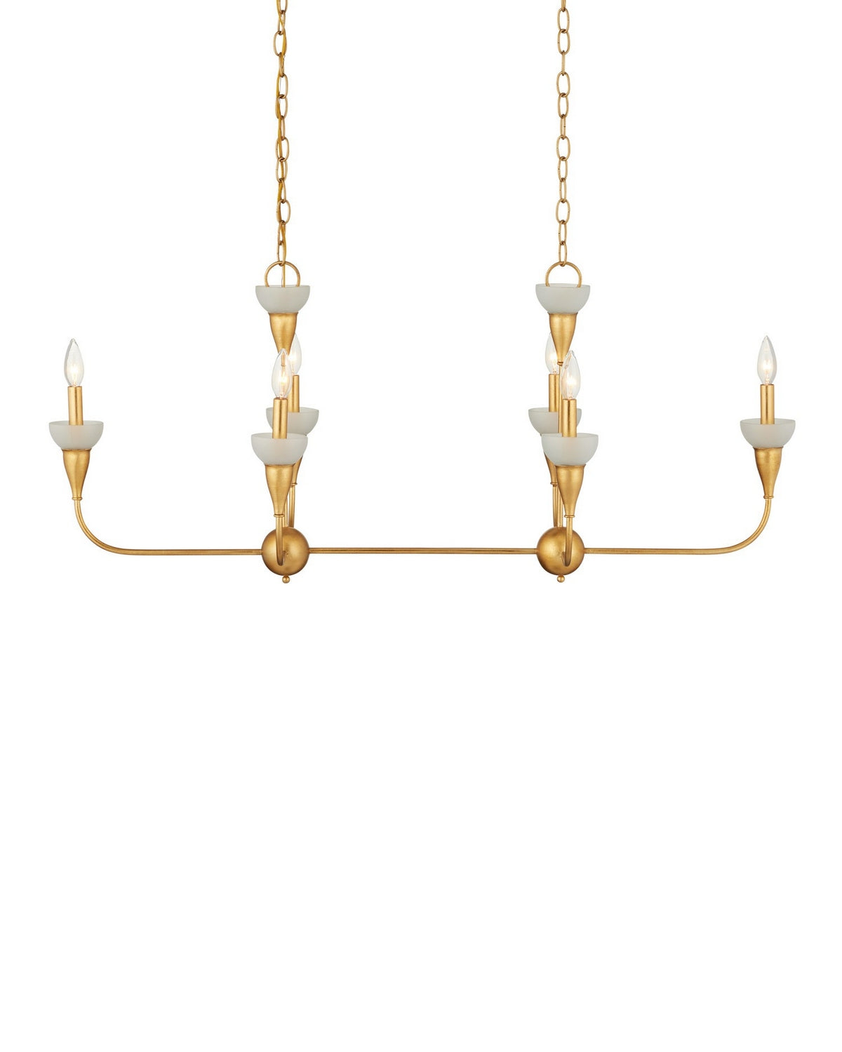 Currey and Company 9000-1329 Aurelia Frost Rectangular Chandelier in Contemporary Gold Leaf/Contemporary Gold/Frosted