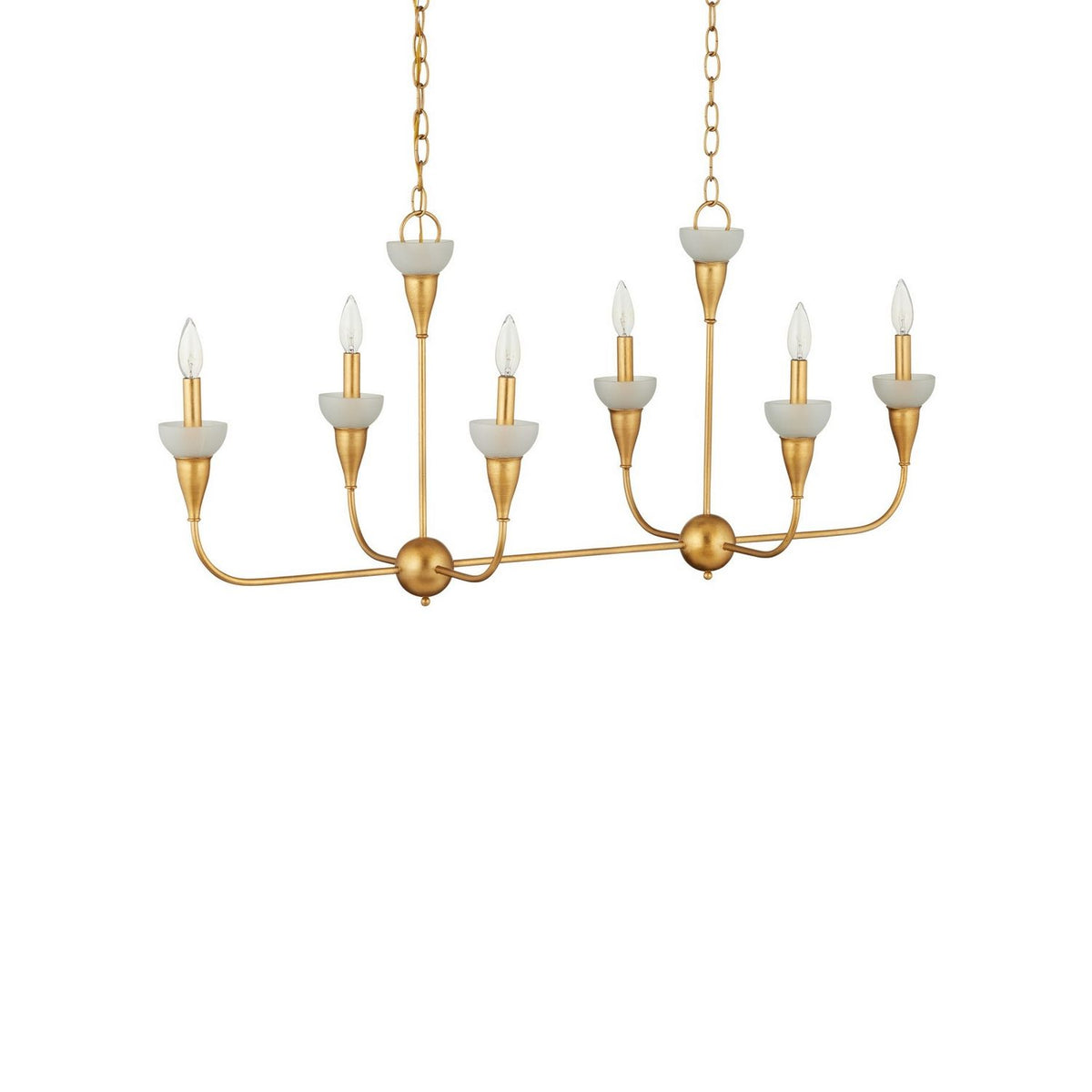 Currey and Company 9000-1329 Aurelia Frost Rectangular Chandelier in Contemporary Gold Leaf/Contemporary Gold/Frosted