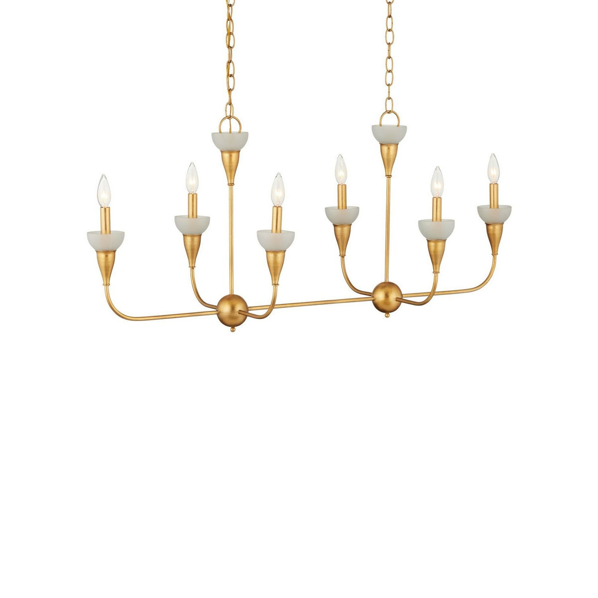 Currey and Company 9000-1329 Aurelia Frost Rectangular Chandelier in Contemporary Gold Leaf/Contemporary Gold/Frosted