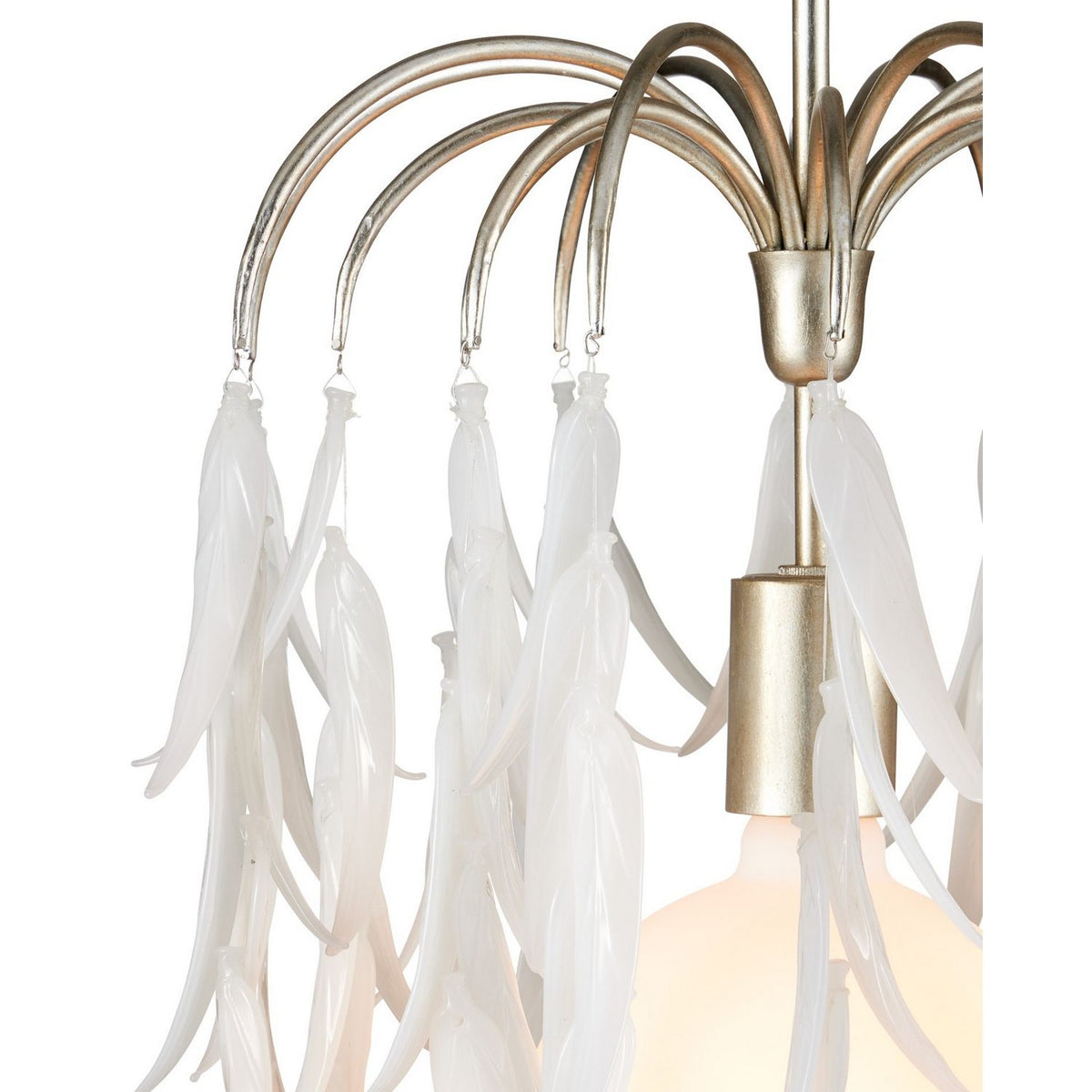 Currey and Company 9000-1334 Glen Arbor Pendant in White/Contemporary Silver Leaf/Contemporary Silver