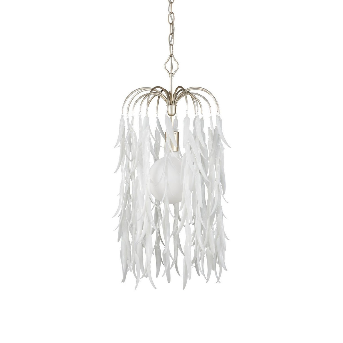 Currey and Company 9000-1334 Glen Arbor Pendant in White/Contemporary Silver Leaf/Contemporary Silver
