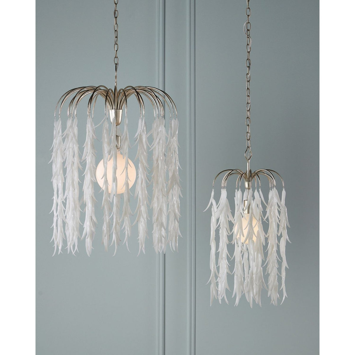 Currey and Company 9000-1334 Glen Arbor Pendant in White/Contemporary Silver Leaf/Contemporary Silver