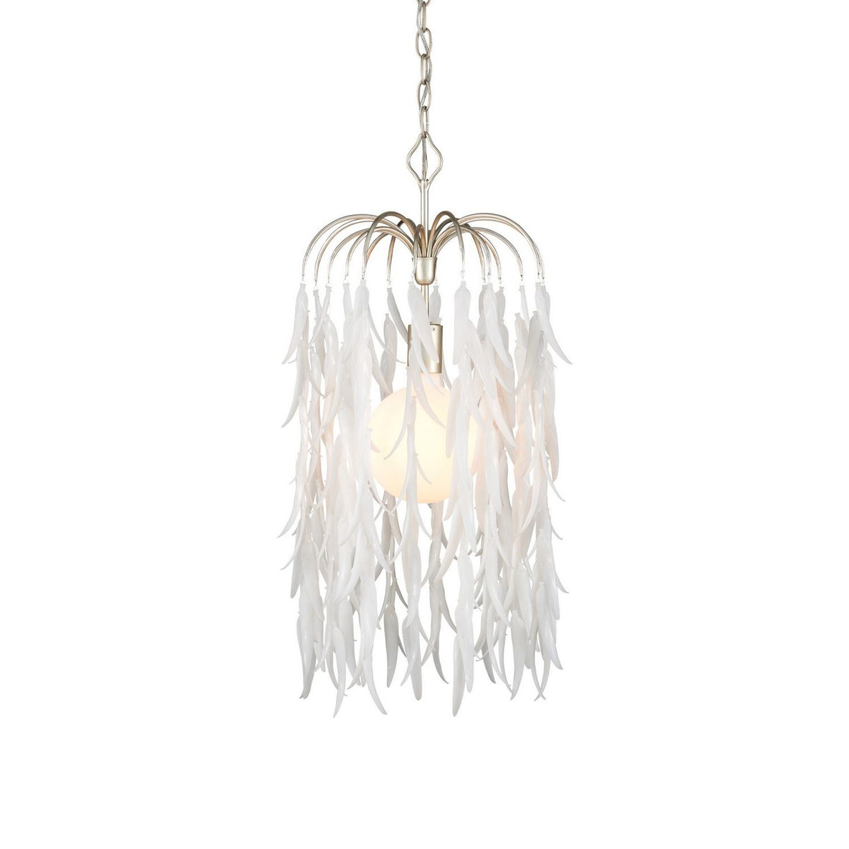 Currey and Company 9000-1334 Glen Arbor Pendant in White/Contemporary Silver Leaf/Contemporary Silver