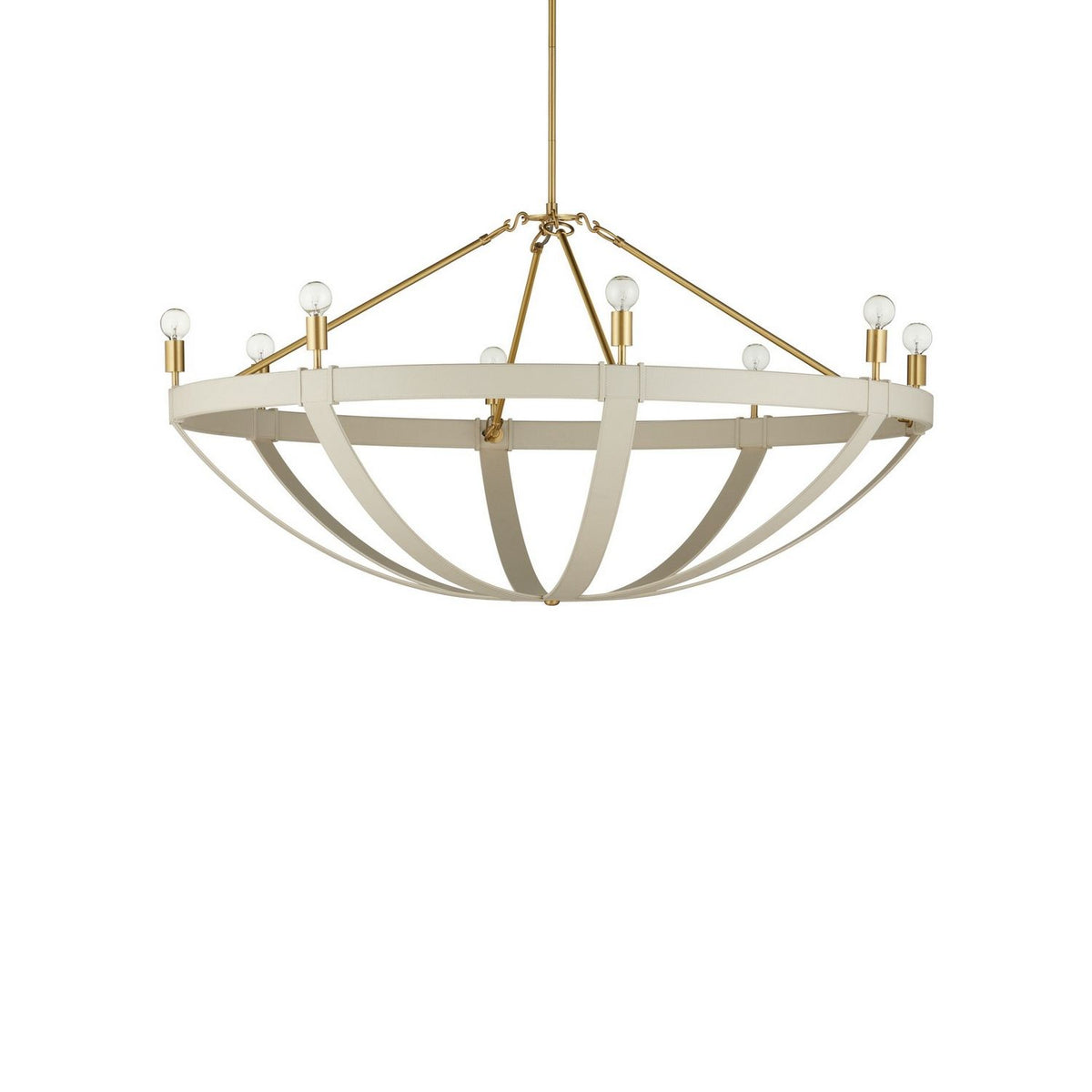 Currey and Company 9000-1352 Barrington Chandelier in Cream/Brushed Brass