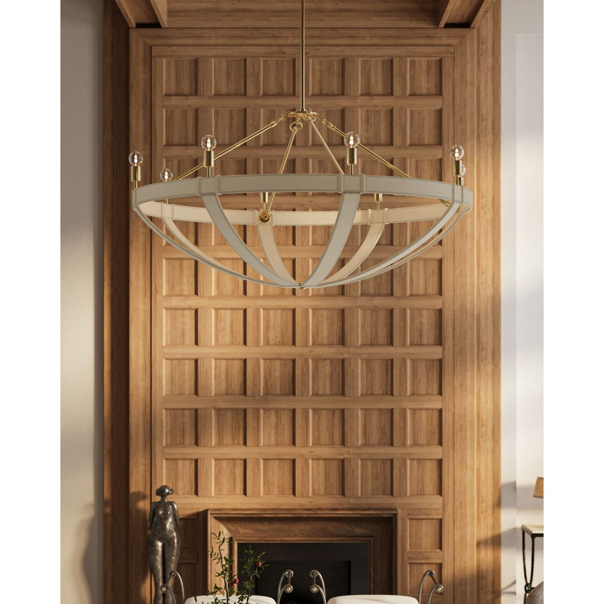 Currey and Company 9000-1352 Barrington Chandelier in Cream/Brushed Brass