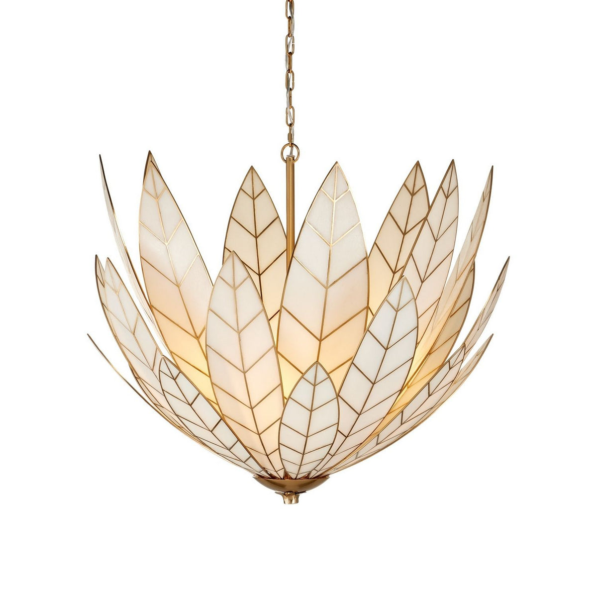 Currey and Company 9000-1355 Lamina Chandelier in Antique Brass/Off-White