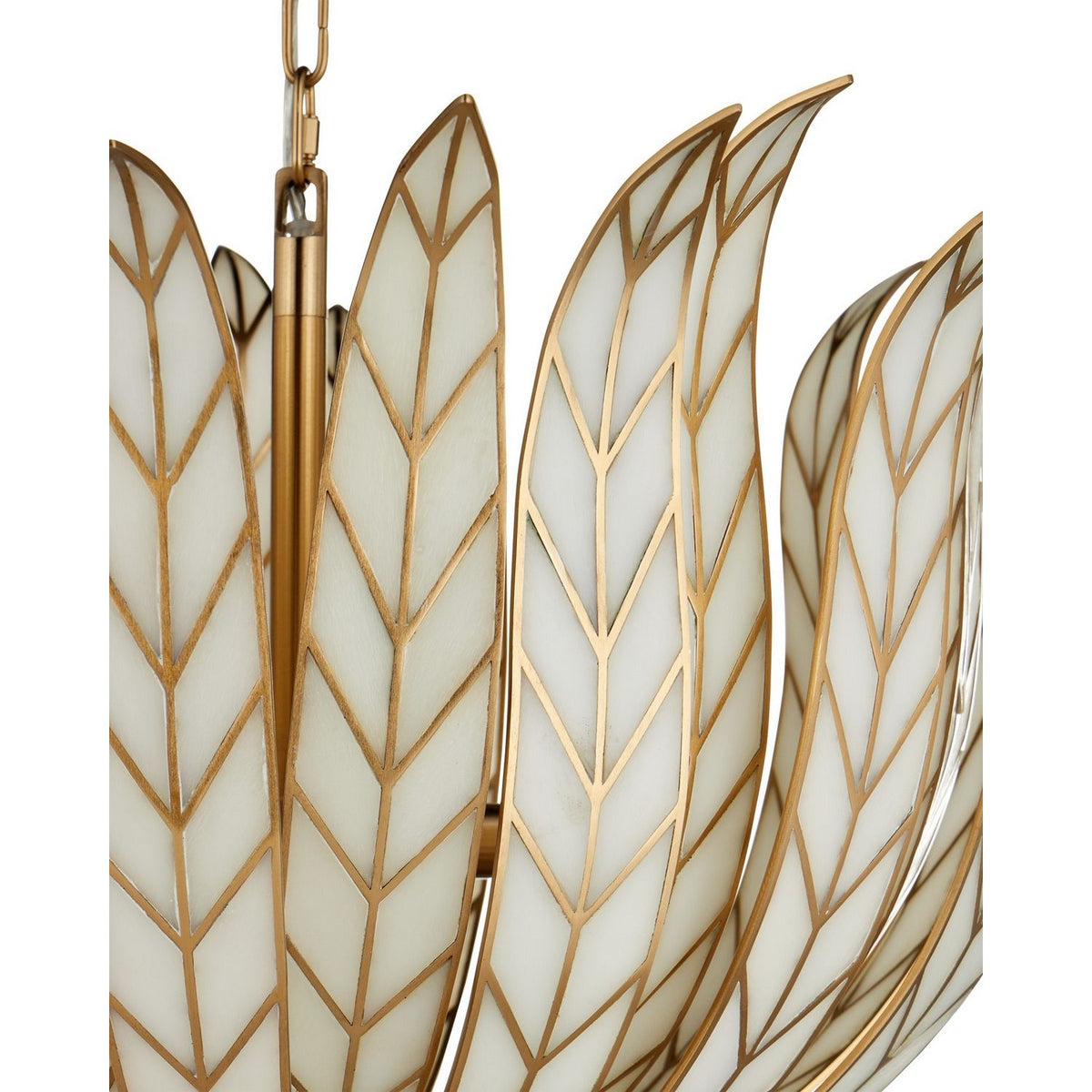Currey and Company 9000-1356 Lamina Chandelier in Antique Brass/Off-White