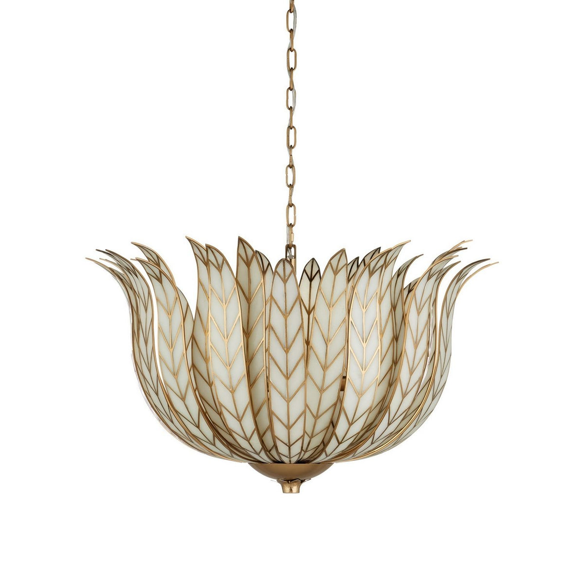 Currey and Company 9000-1356 Lamina Chandelier in Antique Brass/Off-White