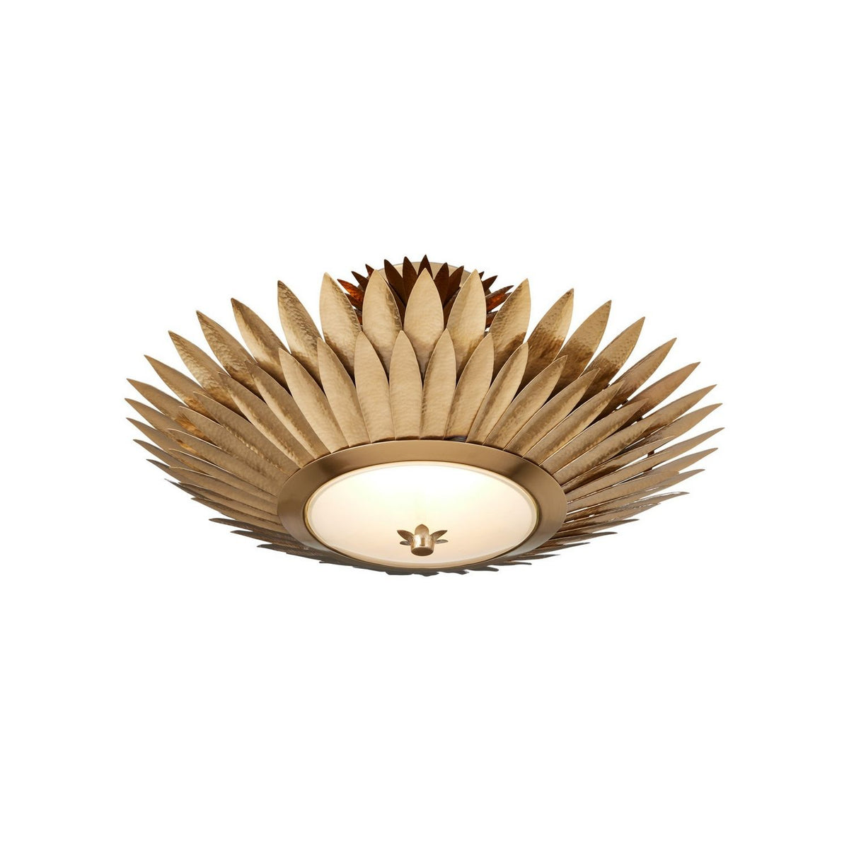 Currey and Company 9000-1360 Plumage Semi-Flush Mount in Antique Brass/White