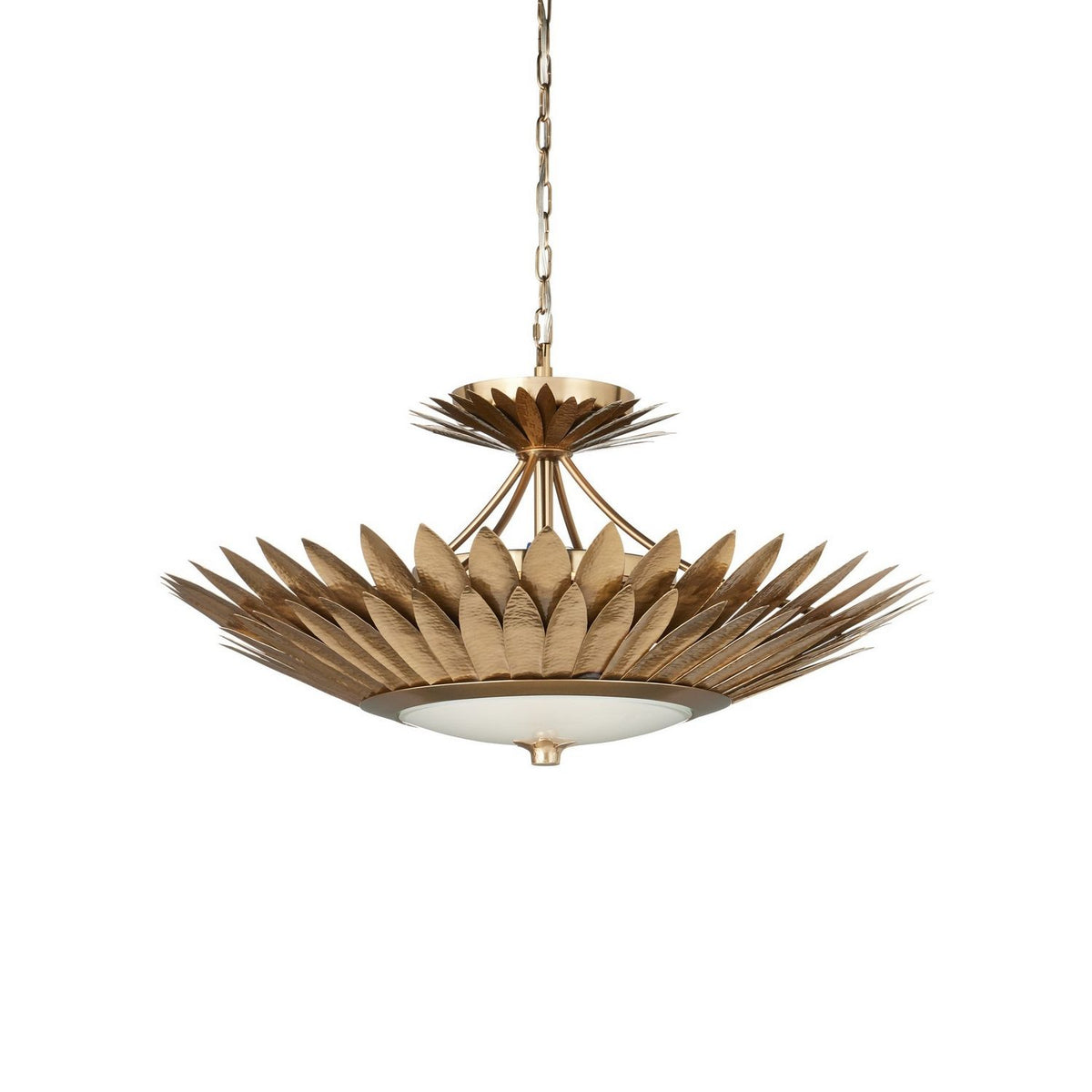 Currey and Company 9000-1360 Plumage Semi-Flush Mount in Antique Brass/White