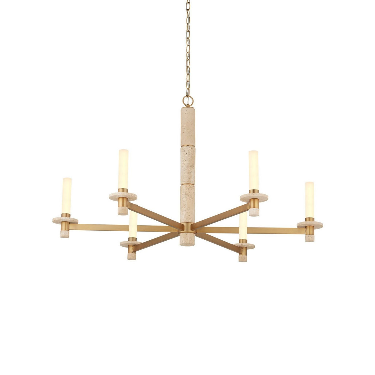 Currey and Company 9000-1369 Marcelo Chandelier in Natural/Antique Brass/White