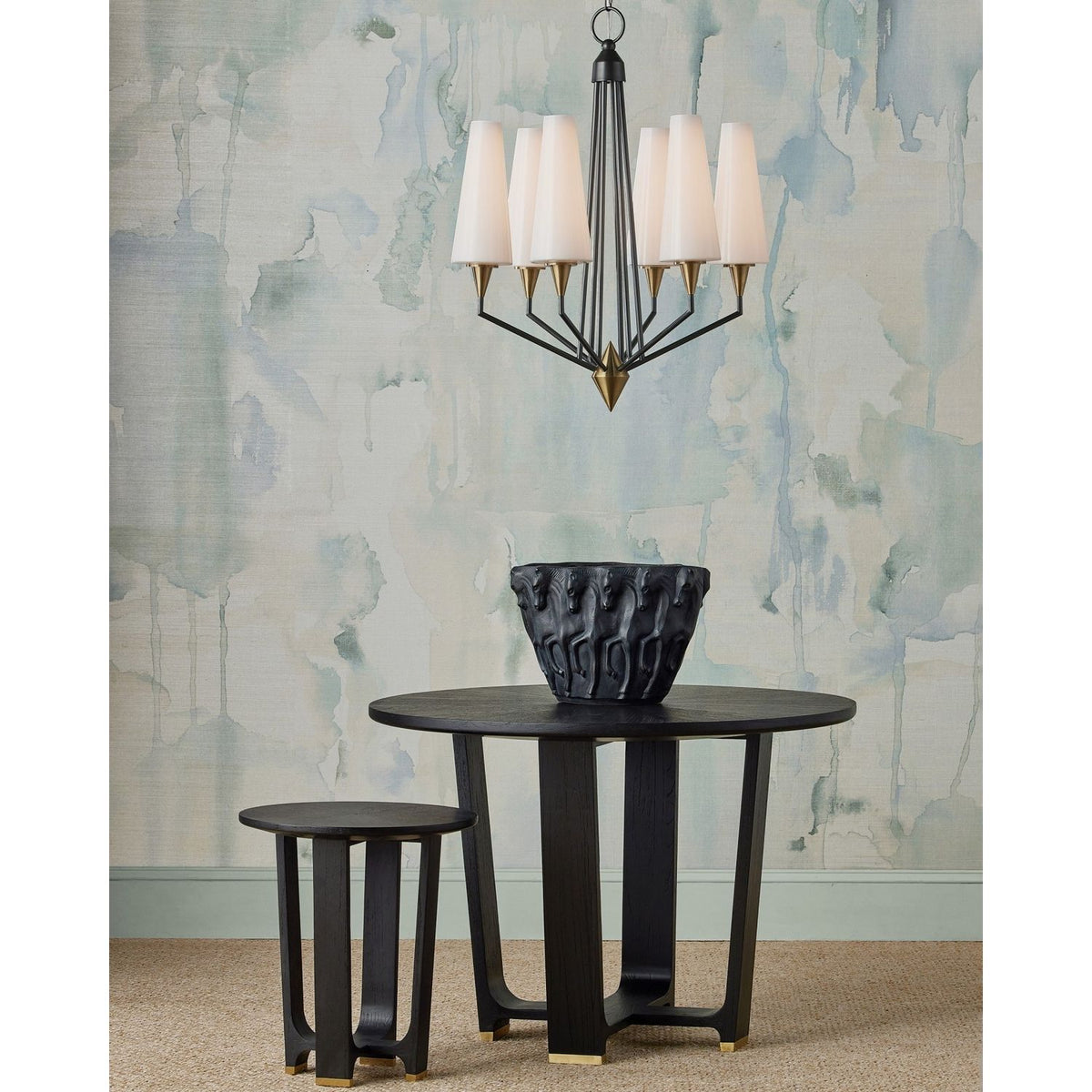 Currey and Company 9000-1371 Hennin Chandelier in Polished Antique Brass/Oil Rubbed Bronze