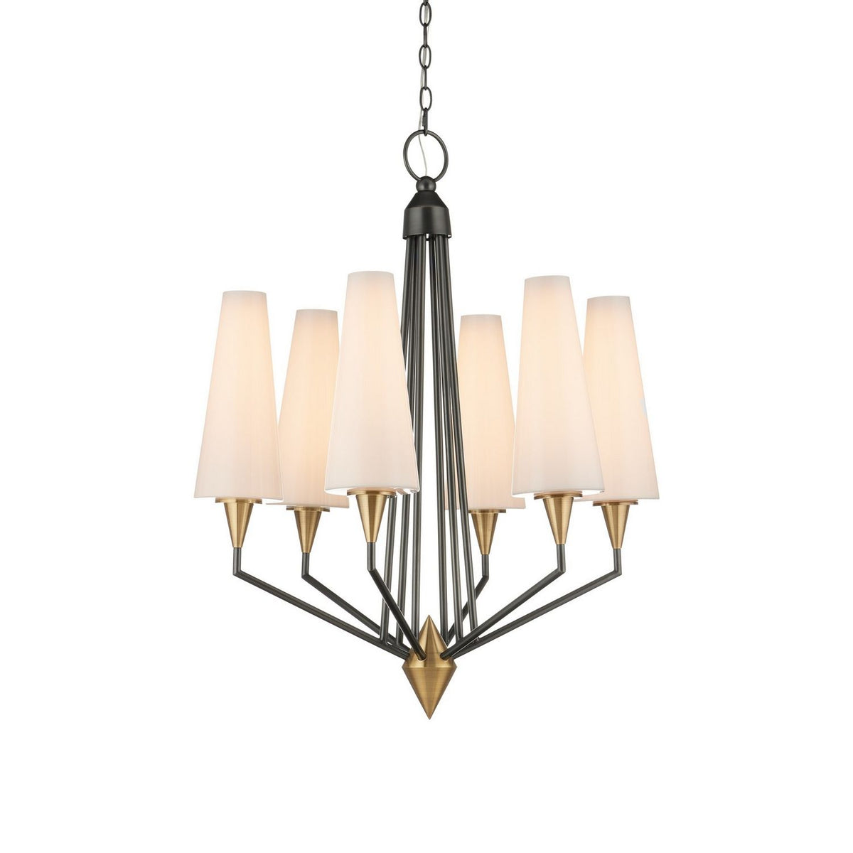 Currey and Company 9000-1371 Hennin Chandelier in Polished Antique Brass/Oil Rubbed Bronze